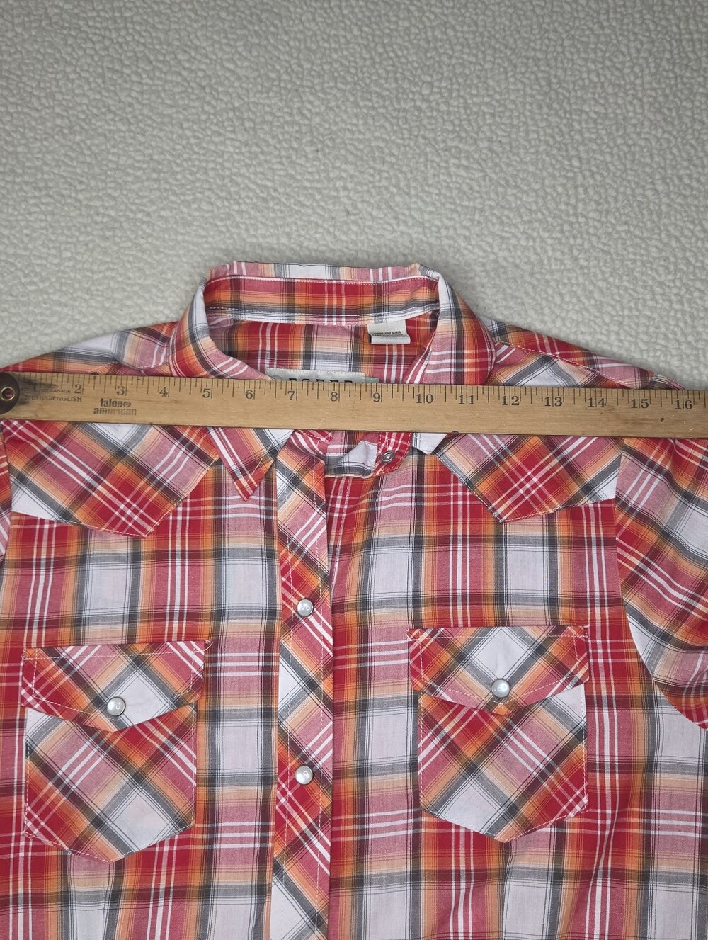 Roper Red Plaid Button-Up Shirt With Pearl Snaps Women's Size Medium - Picture 4 of 7